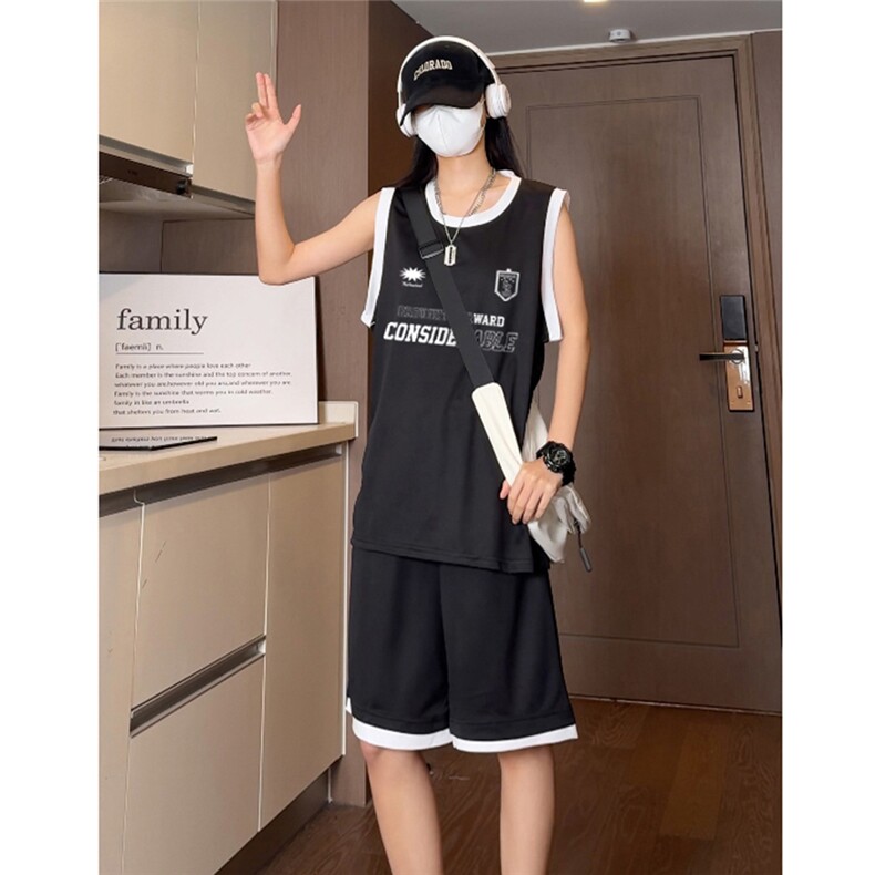 中性24夏款时尚字母印花背心休闲运动套装TZ6305P50控68,男装背心/马甲,电商A268