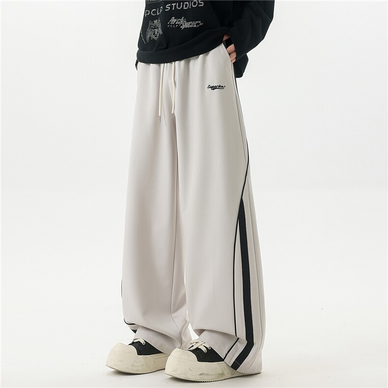 cleanfit设计感新款重磅刺绣撞色条纹休闲裤X416B-KL1059-P45限78，男装休闲裤，星座416B