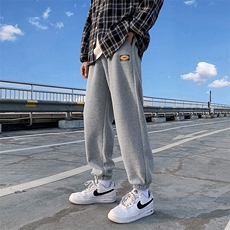 裤子新款春季潮流港风休闲个性图标宽松束脚休闲卫裤FNY2366-P35，男装休闲裤，电商A128