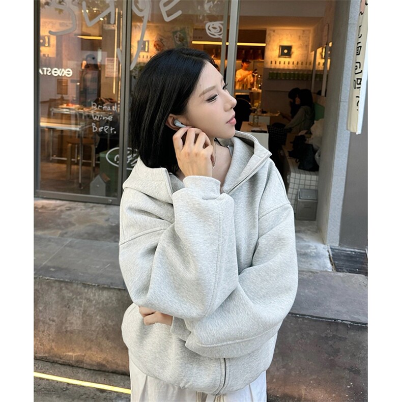 抖音得物高品质25秋冬美式高街宽松结构防风高领连帽卫衣外套W60,男装卫衣,电商A486-1