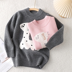 2025时尚百搭通勤简约休闲小鹿圆领儿童羊毛衫，童装儿童羊毛衫，初丹羊绒童装