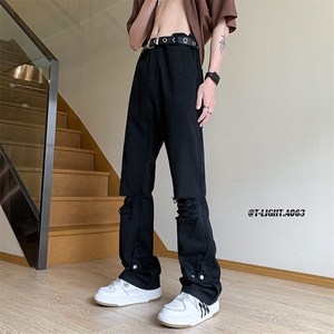 夏季ins美式高街hiphop破洞铆钉牛仔裤货号K750P60