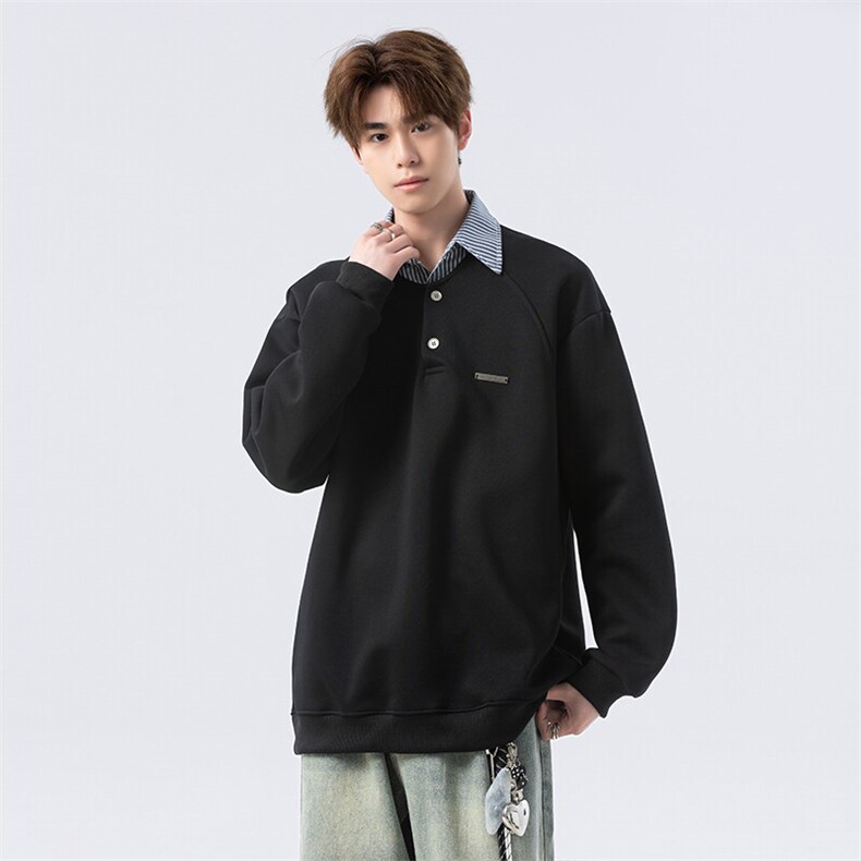 假两件条纹长袖卫衣男cp127-特p55,男装卫衣,电商B371