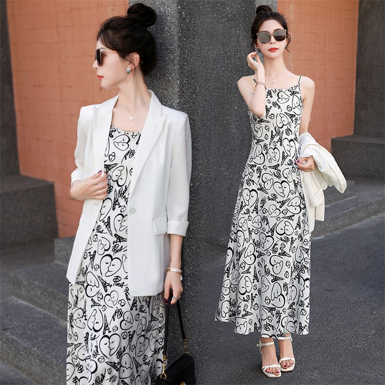 高端职业套装女2025春装新款时尚气质女神范西装吊带裙两件套轻奢，女装套装/套裙，火爆靓佳人