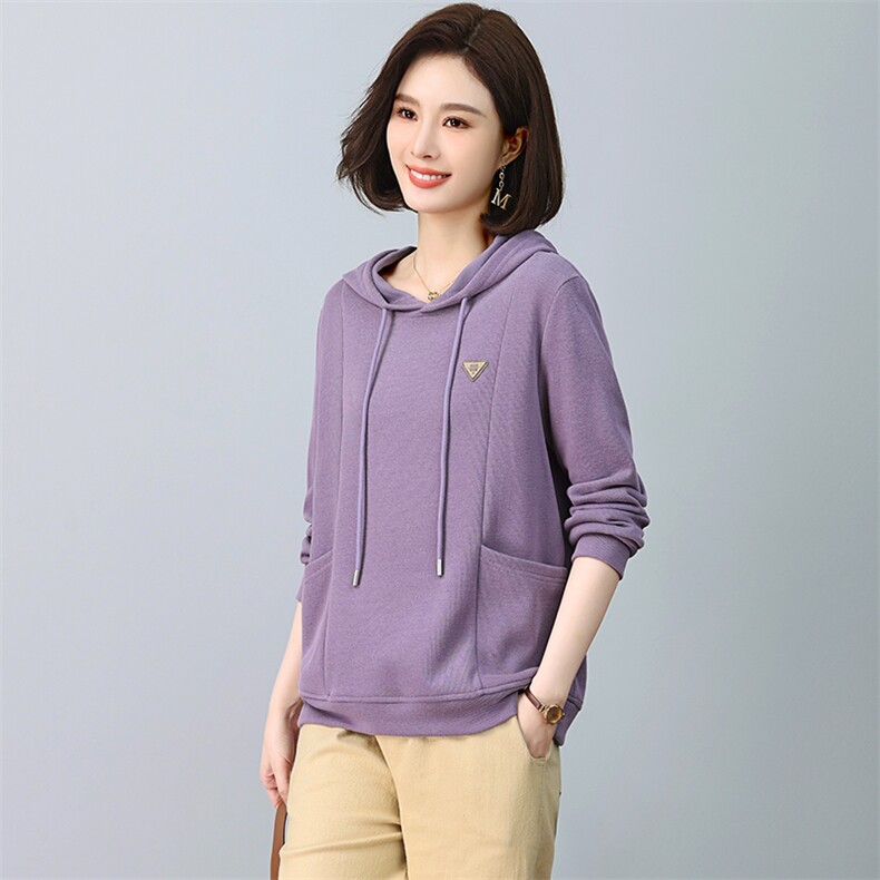 （新款长期有货）中年妈妈秋装连帽休闲卫衣2024春秋款休闲上衣，女装短外套，忆绮罗