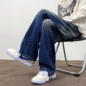 高街牛仔裤男女韩版潮流涂鸦渐变色帅2024秋冬ins长裤RK2156-P53图片