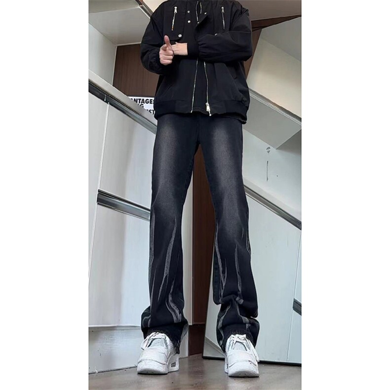 美式ins高街hiphop微喇扎染牛仔裤货号K2313P55控78,男装牛仔裤,电商A063