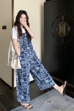 【新款】垂坠感印花背带裤女夏季连体裤2C353/8672/P120/K178，女装连体裤，2C353