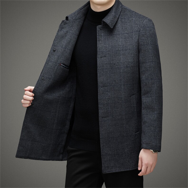 BZA6628钱塘2020-2新款男士水貂领羽绒脱卸羊毛呢派克服外套P260,男装毛呢大衣,钱塘207-2