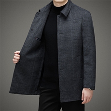BZA6628钱塘2020-2新款男士水貂领羽绒脱卸羊毛呢派克服外套P260，男装毛呢大衣，钱塘207-2