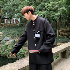 新中式立领西装外套男女胖子加大复古中山装休闲风小西服-XY85，男装西服套装，星座601-1