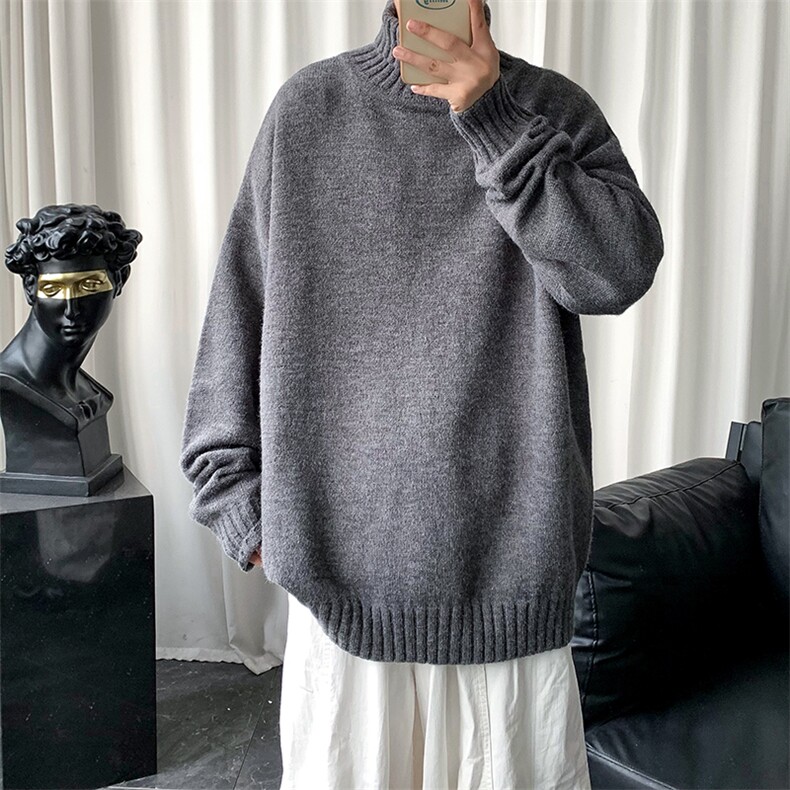 纯色高领毛衣男秋冬加厚ins潮百搭港风休闲宽松针织衫M263-P38,男装针织衫/毛衣,星座512-4