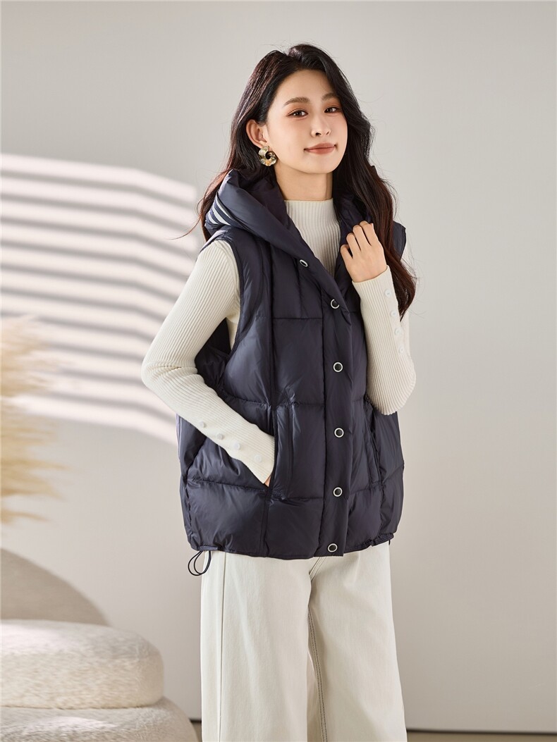 2025冬装新款连帽羽绒马甲,女装羽绒服,梦芯尔