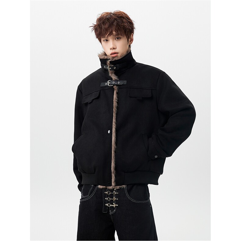 MFDD003-特P113美式麂皮绒毛领短款棉服男加绒棉衣加厚外套,男装棉衣,星座712A-1
