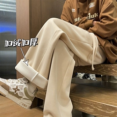 加绒加厚裤子男款冬季宽松直筒保暖卫裤23XK66679常规P50加绒P55，男装休闲裤，电商A042