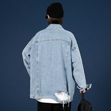 2021秋新中性风蒙马特大码男破洞字母刺绣牛仔夹克外套NJ8023-P70，男装夹克，电商A001