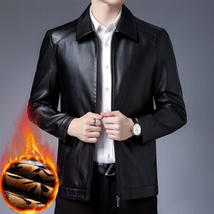 BH802钱塘2020-2中年男士冬季厚款加绒休闲简约皮衣外套P140,男装皮衣,钱塘207-2