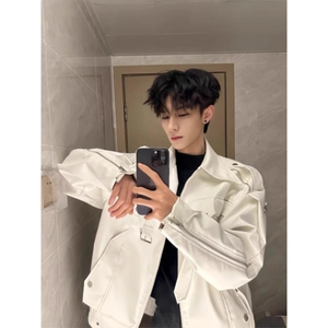 短款皮衣外套男高级小众机车服美式高街工装夹克潮513APY2496P80图片