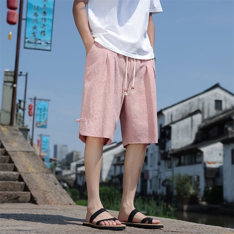 新中式提花盘扣宽松休闲五分裤803-P55,男装牛仔裤,星座816A（原B366）