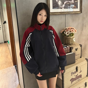 抖音得物高品质 美式高街重磅结构织带拼接撞色立领卫衣外套 CM41图片