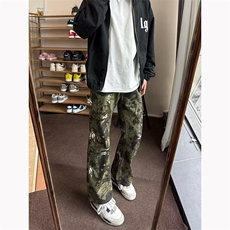 日系潮流百搭气质简约慵懒新款ins原宿绿色蛇纹牛仔裤网图，男装牛仔裤，星座302B-2