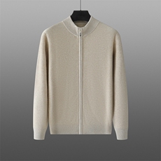 2024秋装新款男士拉链开衫纯色长袖羊绒外套，男装羊绒开衫，旭友羊绒