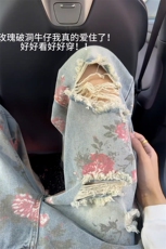B221美式ins高街暗黑宽松直筒破洞牛仔裤LK25538-特P45控78，男装牛仔裤，电商B221