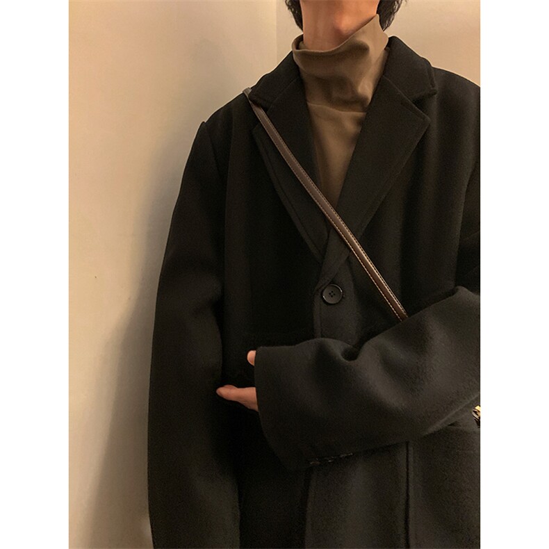 N6169/P95加棉P105冬季新开叉呢料毛呢西服男宽松外套上衣呢大衣,男装西服,电商A141