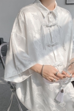 8XL-M特大码衬衫男新中式龙凤醋酸绸缎风外套五分袖CS513P45，男装衬衫，电商D206-1