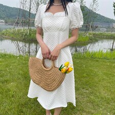 现货夏季新款宫廷风珍珠连衣裙，女装连衣裙，YI MAN