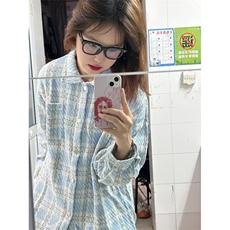 美式小香风工装撞色格纹长袖衬衫夹克男女情侣外套秋CW444，男装衬衫，星座1116A（原606A-3）