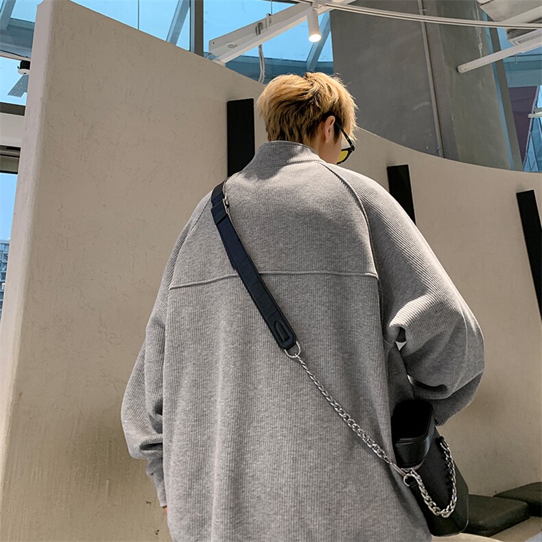 8XL-M特大码卫衣男纯色百搭条纹肌理立领拉链长袖T恤男WY08P55，男装T恤，电商D206-1