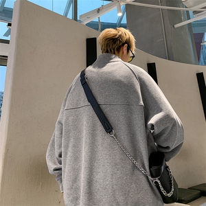 8XL-M 特大码卫衣男纯色百搭条纹肌理立领拉链长袖T恤男WY08P55,男装T恤,电商D206-1