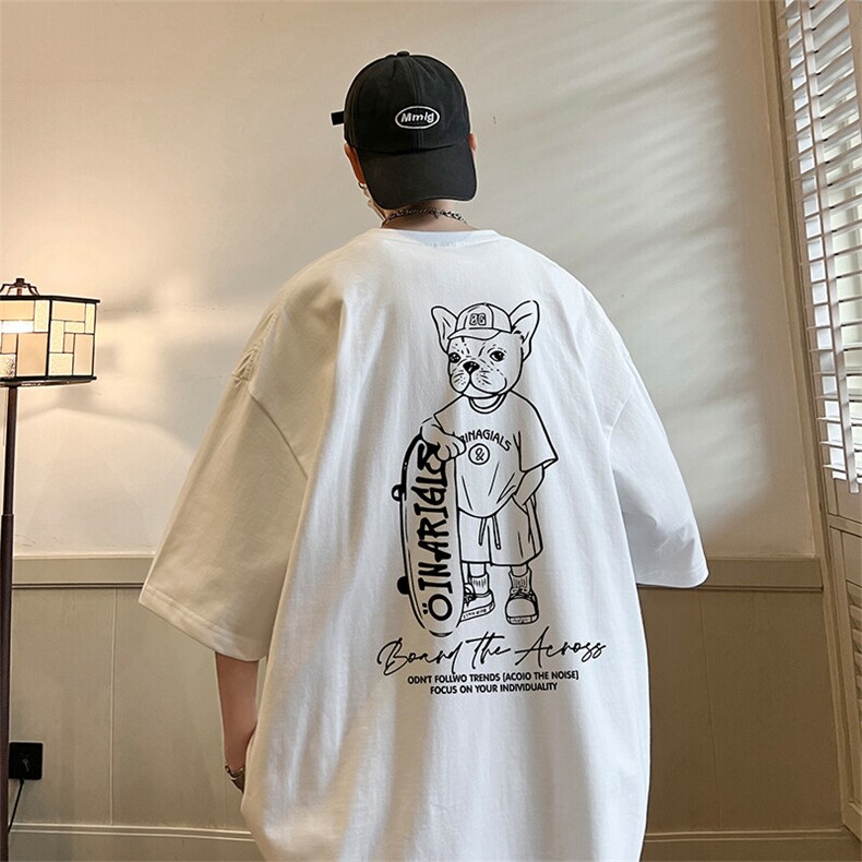 抖音得物二开现货供应220克夏装重磅美式高街宽松短袖t恤MT51,男装T恤,电商A486-1