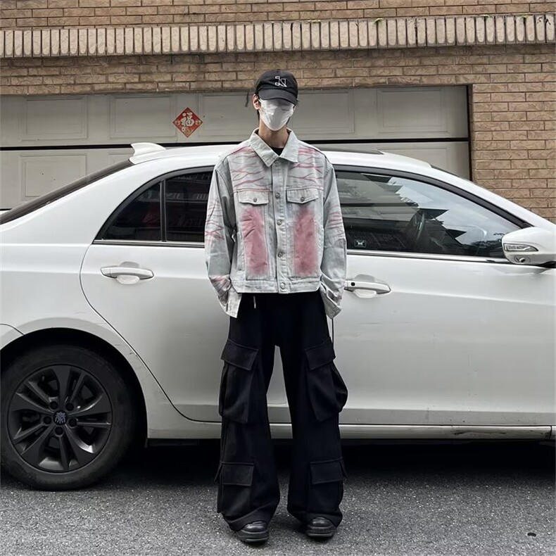 网红做旧水洗翻领牛仔夹克秋季新款复古潮牌上衣外套男JK2110,男装工装外套,星座516A