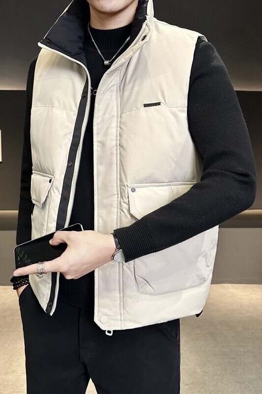 短款立领羽绒马夹男休闲日系工装保暖外套马甲背心M9803-P125,男装背心/马甲,电商A239