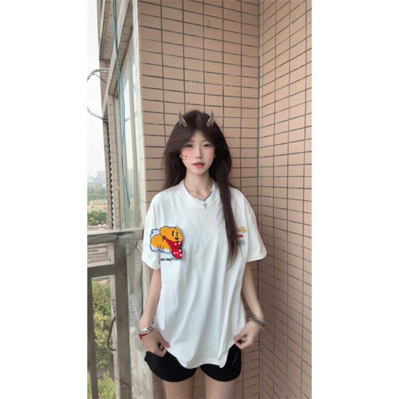 现货！！~BK913HH-特P36心情小狗刺绣魔术贴短袖T恤男女,男装T恤,星座1007（原301D）