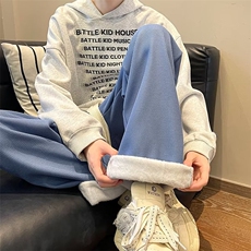 加绒加厚休闲裤子男秋冬季日系复古直筒卫裤宽松阔腿长裤KH01，男装休闲裤，星座1116A-1（原606A）
