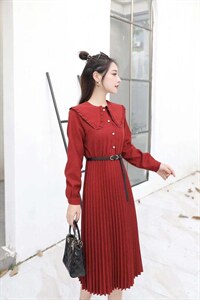 【秋季新款】连衣裙 木耳边设计 伞裙,女装连衣裙,笑思源