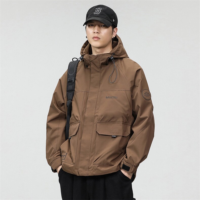 新款连帽工装休闲外套男宽松百搭潮流时尚夹克痞帅上衣61019-P105,男装夹克,电商D215