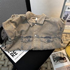 JK8626ZZ-特60美式高街废土风水洗黄泥色设计感牛仔夹克外套春季，男装夹克，星座1007（原301D）