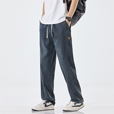 莱赛尔天丝牛仔裤男生2025宽松直筒凉感休闲裤子夏季薄款H501-P50，男装牛仔裤，星座509