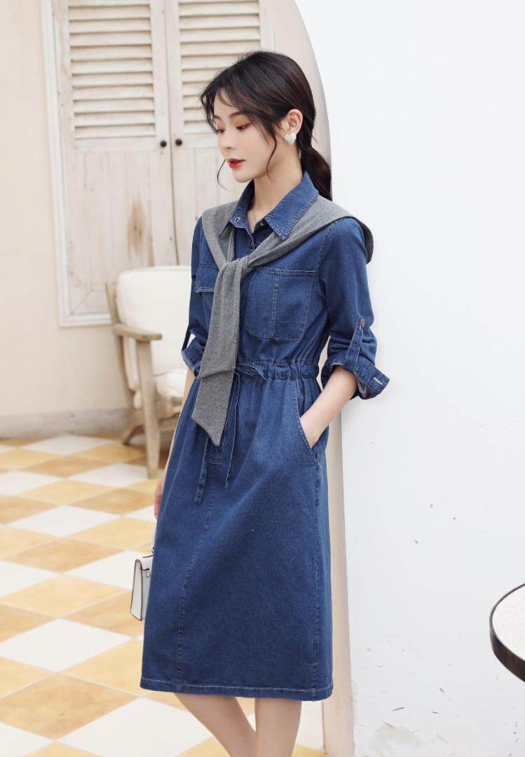 夏季新款韩版牛仔连衣裙，女装连衣裙，裳之恋语