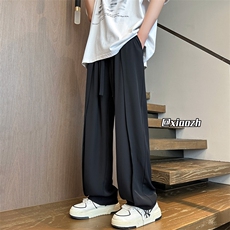 棕咖色弯刀西裤男夏季垂坠感高级感美式复古冰丝裤子直筒休闲长裤，男装休闲裤，星座512A（原616）