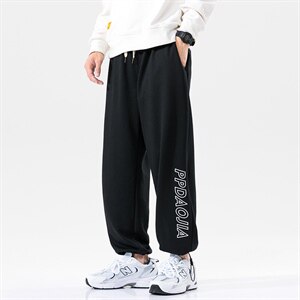 2021秋季新日系大码男运动卫裤束脚抽绳印花九分休闲裤K2063-P38图片