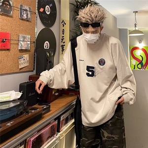 美式复古情侣刺绣卫衣男女宽松休闲球服上衣潮牌外套L66022-P50图片