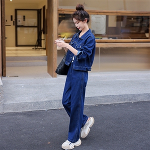 欧货潮流高端工装牛仔套装女2025春秋新款时髦休闲减龄气质两件套图片