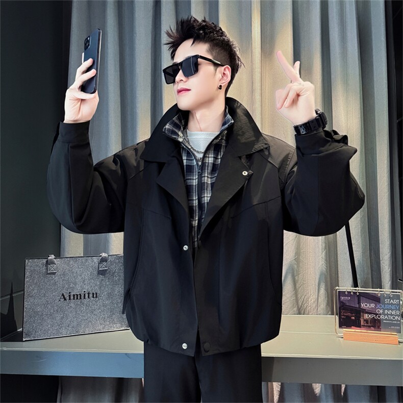 MY9006-P148控198拼接棉衣男高级加厚假两件格子棉服外套秋冬新款,男装棉衣,星座102A（原电商D309-1）