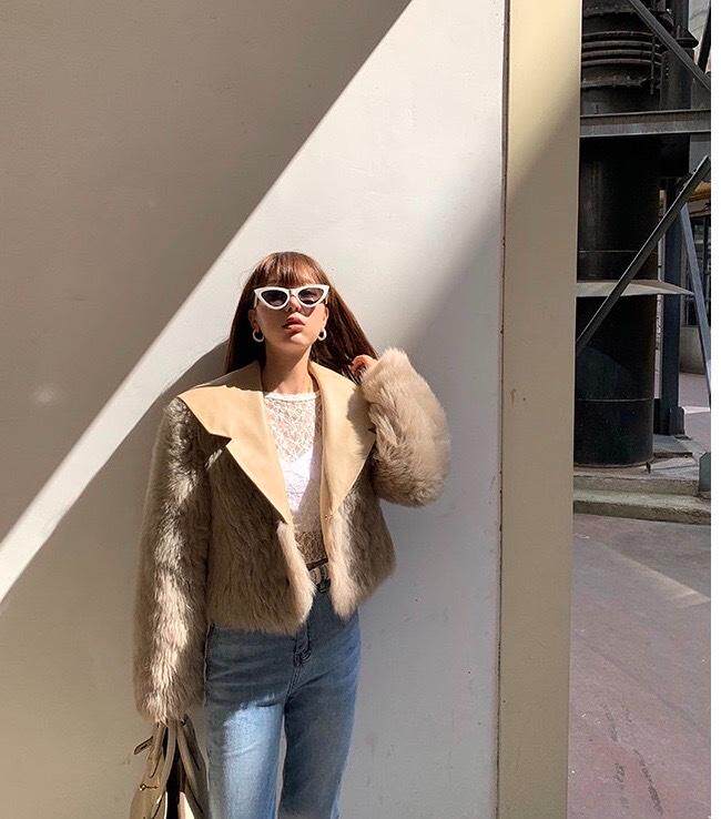 拼皮毛毛外套，其它，last name