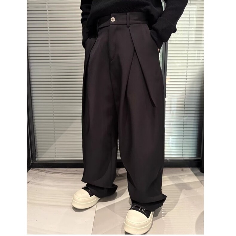 春季立体工字褶A字廓形弯刀情侣西裤通勤休闲裤男女LX0255-P46,男装西裤,星座1008